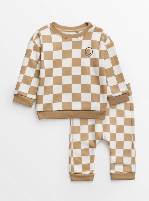 Beige Chequered Sweat Set 18-24 months